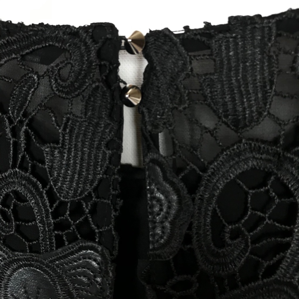 Zara Woman Black Faux Leather Appliqué ALine Dress - Picture 11 of 11